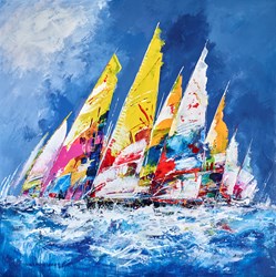 On Course by Bernard - Original Painting on Box Canvas sized 39x39 inches. Available from Whitewall Galleries